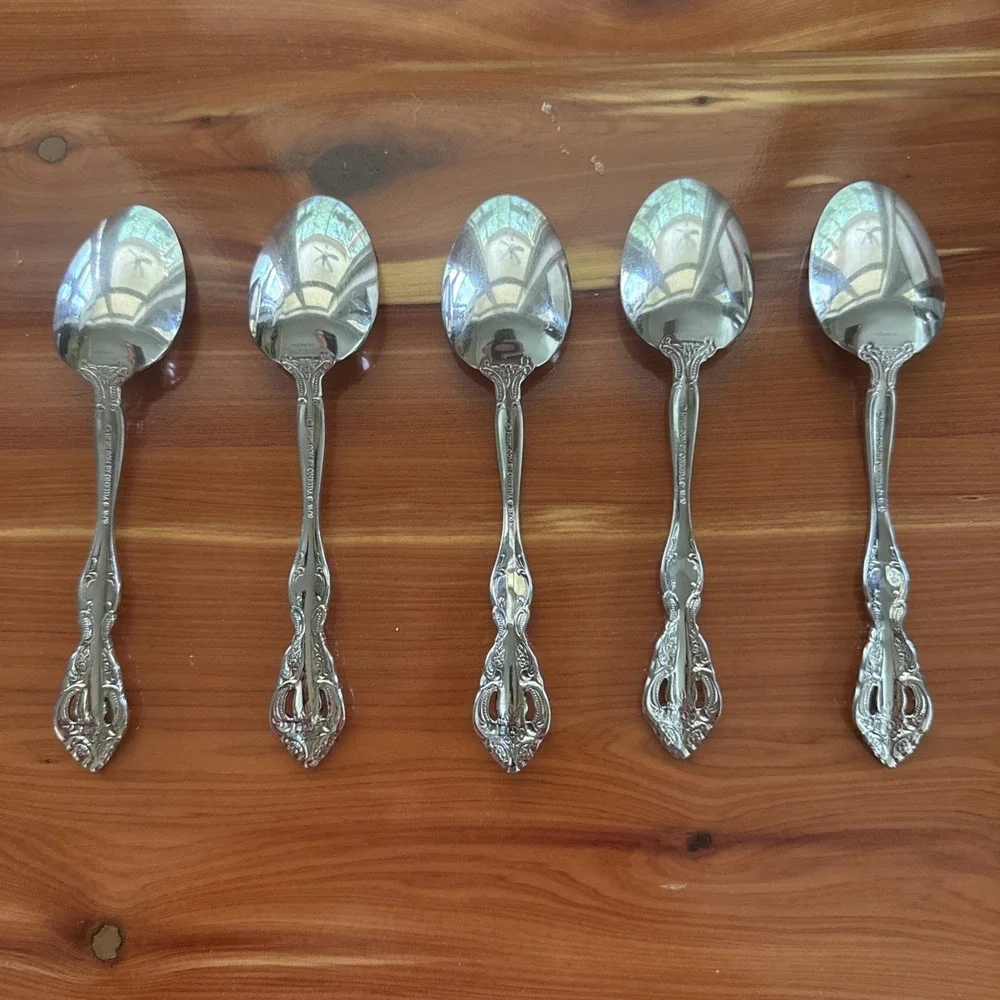 Oneida MICHELANGELO Stainless Teaspoon Heirloom Glossy Flatware Set 5